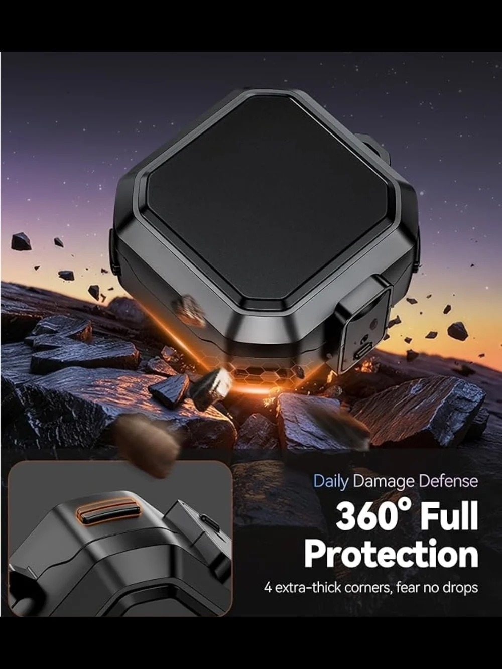 Protective Black Charging Case for Galaxy Buds 4 Earbuds with Lock Indicator